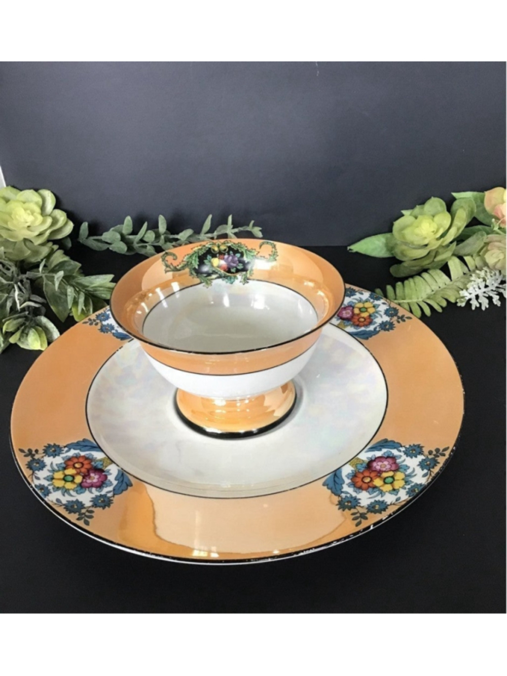 Beautiful Nortitake Hand Painted Serving Plate and Bowl